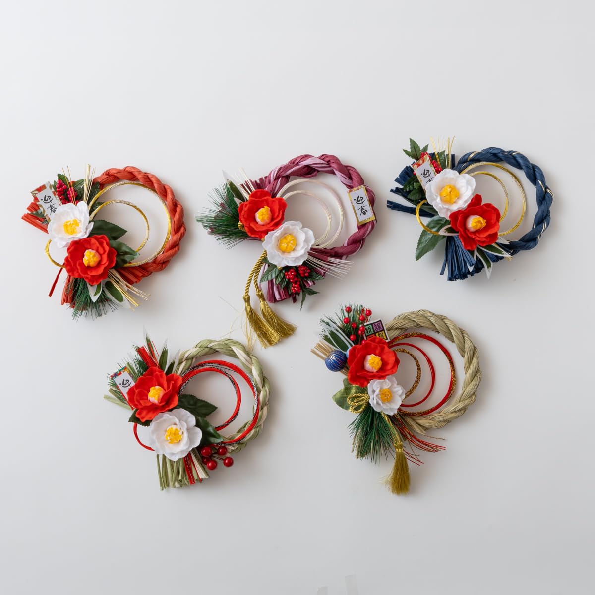 Amazon.co.jp: 秀〆 正月飾り しめ縄 水引 水引飾り モダンリース 椿